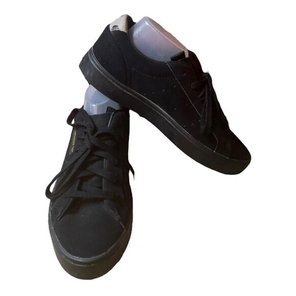 Adidas Sleek Triple Black Sneakers Leopard Accent Womens Comfort US 6.5 - Picture 3 of 12